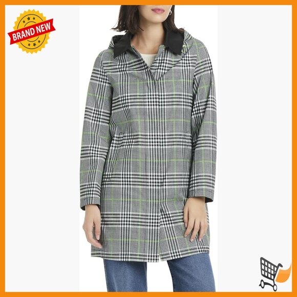 Women's A-Line Raincoat with Removable Hood Lightweight Polyester Jacket